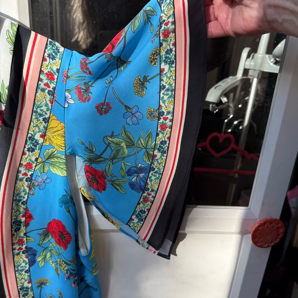 Alice + Olivia Floral Mini Dress - Blue and Black SZ L - Picture 6 of 14